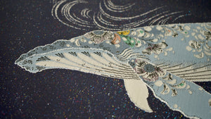 Kujira Kaiyu-zu (baleine et voyage en mer), Textile Nishijin encadré